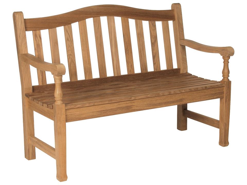 Waveney 2-Seat Teak Bench with Arched Top Rail