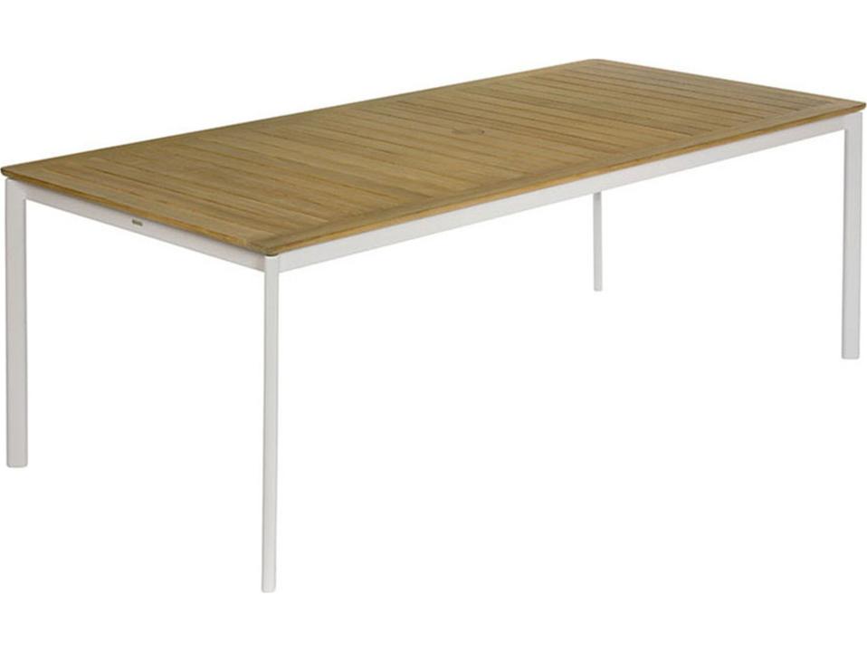 Around 85-Inch Dining Table with Teak Top in Arctic White