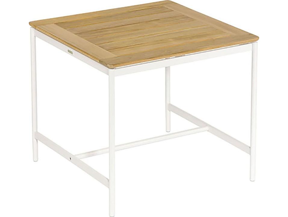 Around Side Table with Teak Top in Arctic White