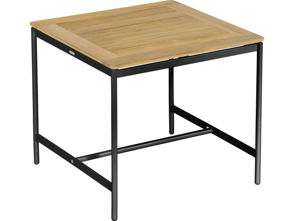 Around Aluminum Side Table with Teak Top in Forge Grey