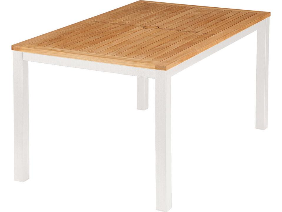 Aura 57-Inch Rectangular Teak and Aluminum Dining Table Arctic White