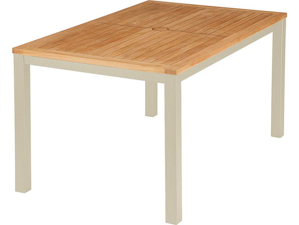 Aura 57-Inch Rectangle Dining Table with Teak Top in Champagne