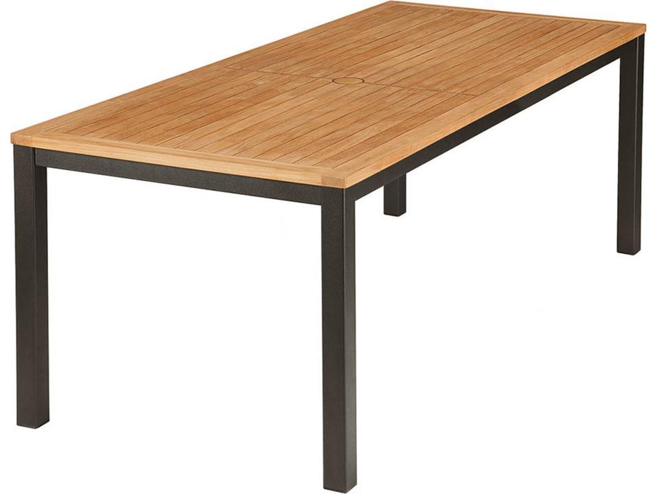 Aura 79-Inch Rectangular Dining Table with Graphite Aluminum and Teak