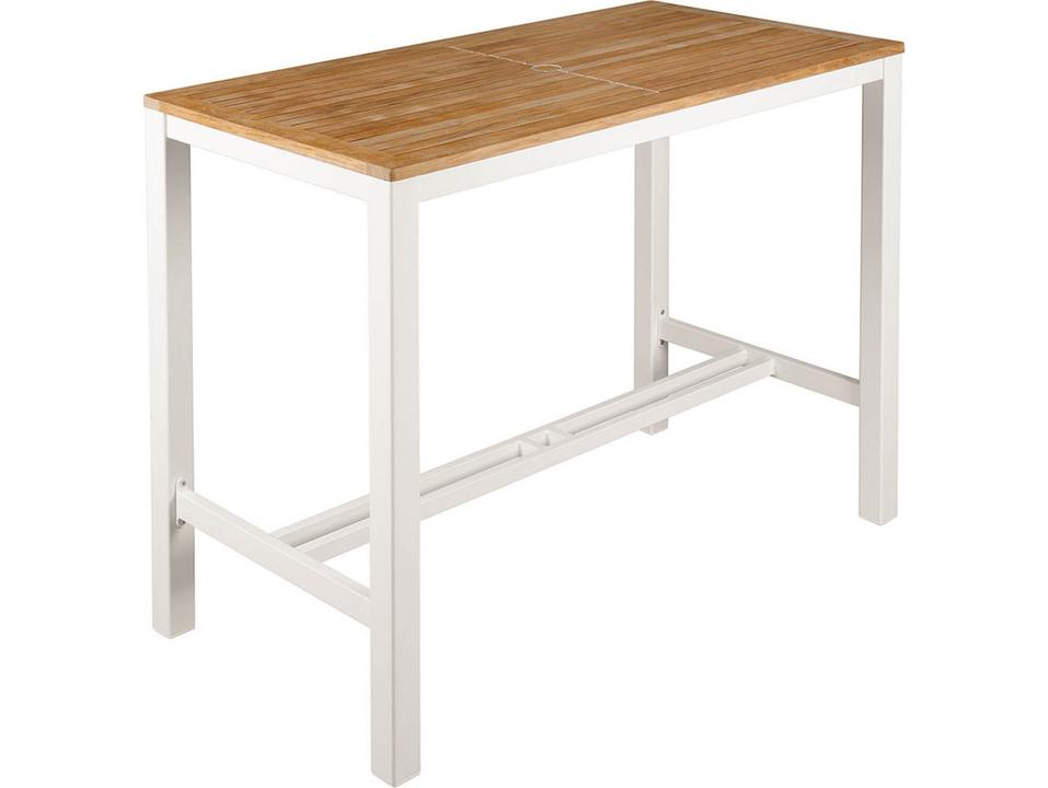 Aura 55-Inch Rectangle Bar Dining Table in Arctic White and Teak