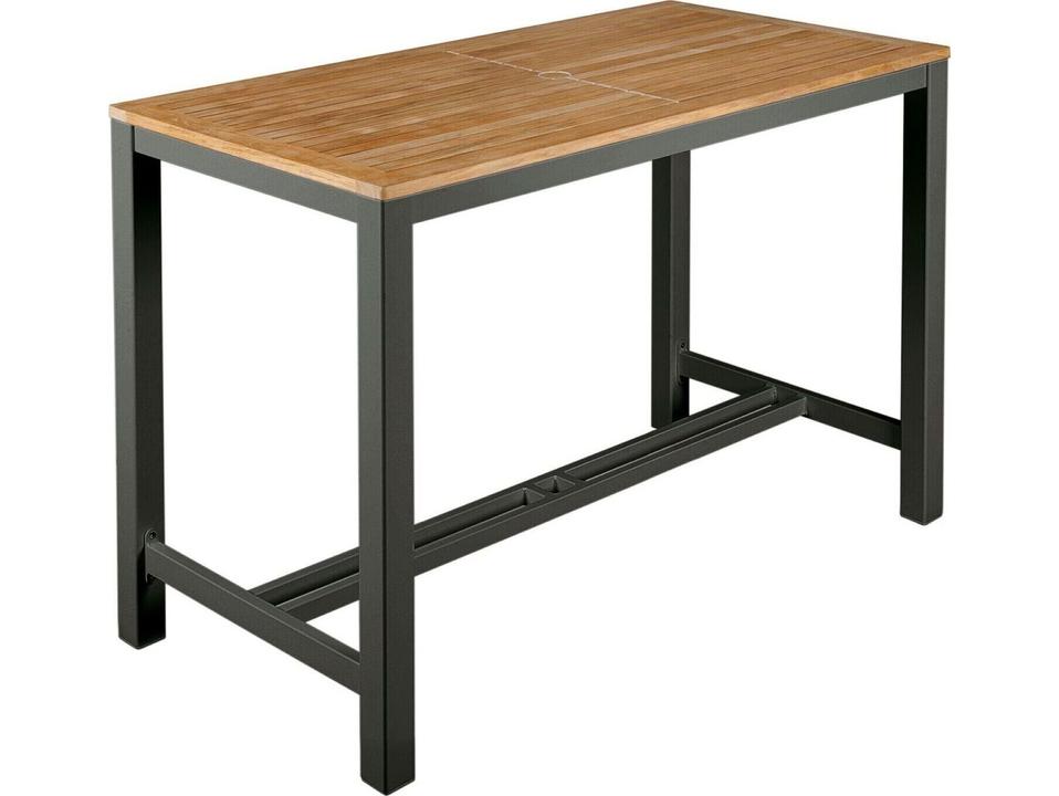 Aura Rectangular Counter Table with Graphite Frame and Teak Top