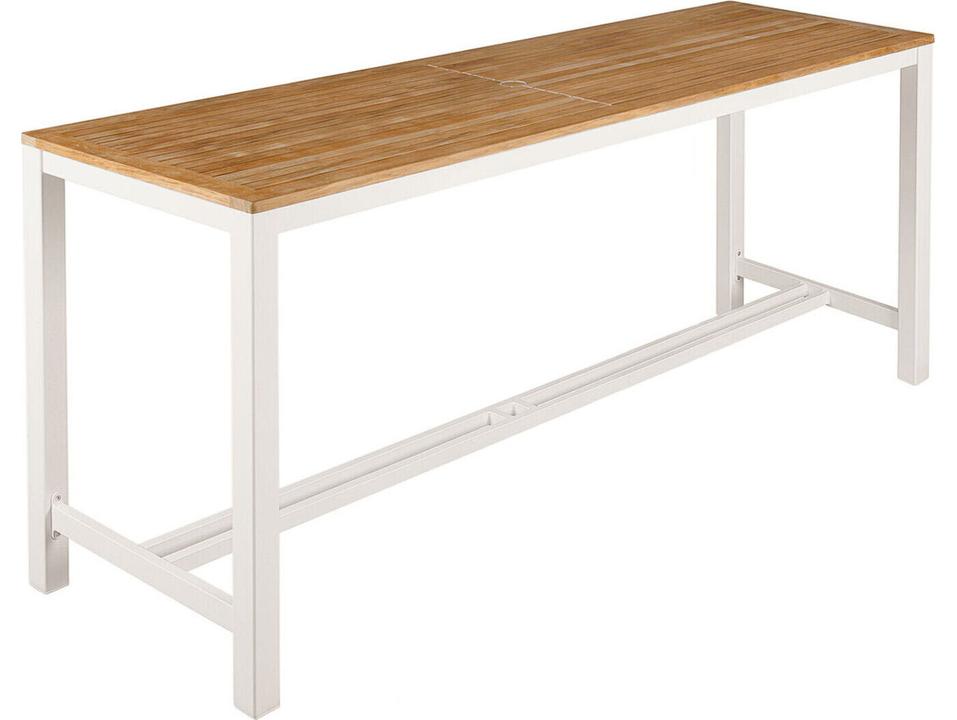 Aura Counter Height Table in Arctic White Aluminum and Natural Teak