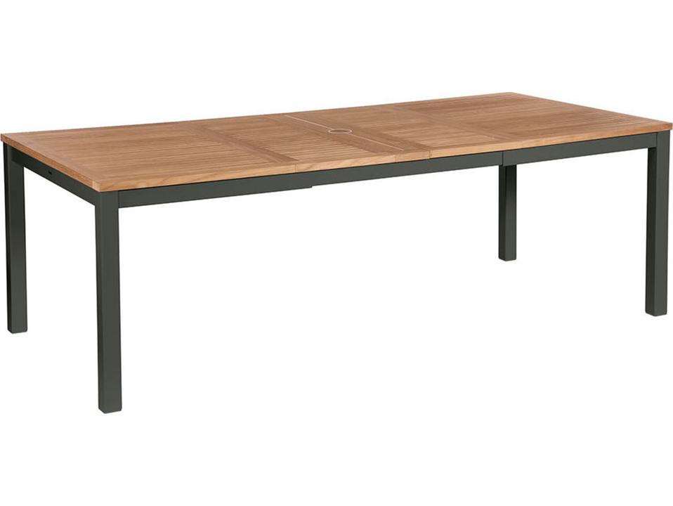 Aura Extending Dining Table with Teak Top in Graphite