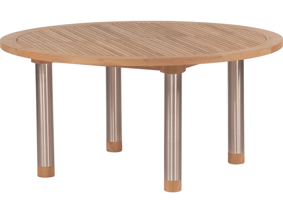 Equinox 58-Inch Round Dining Table with Teak Top