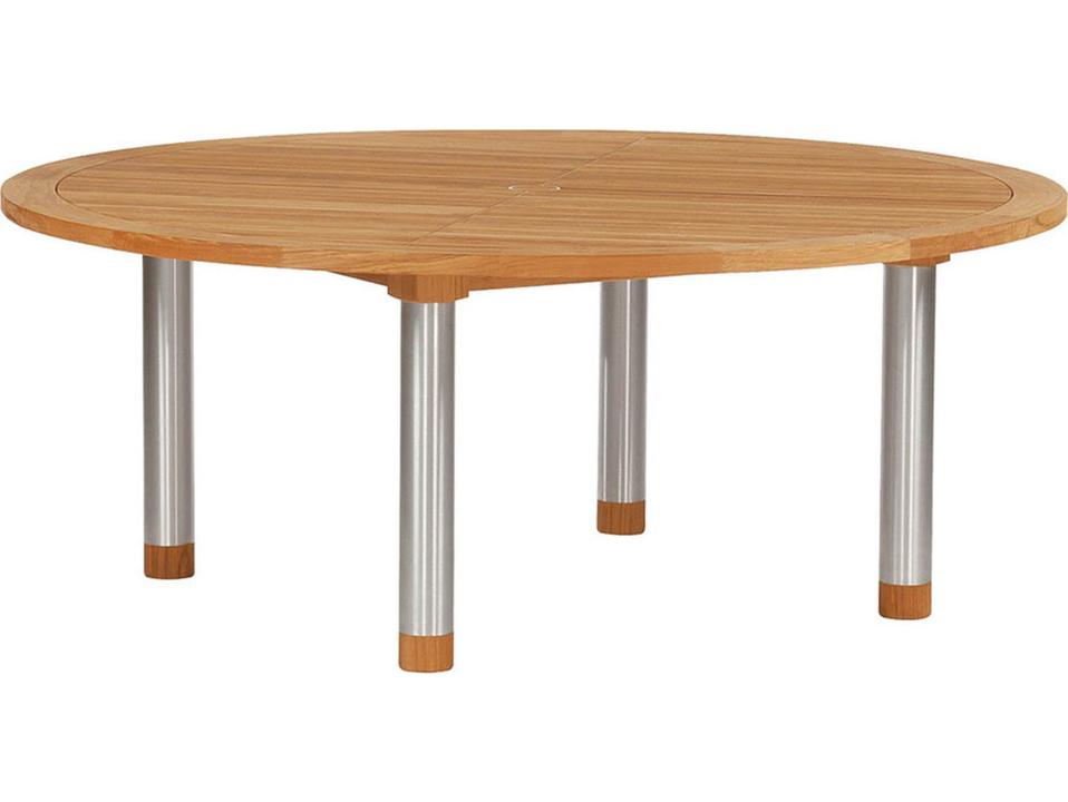 Equinox 71-Inch Circular Dining Table with Teak Top