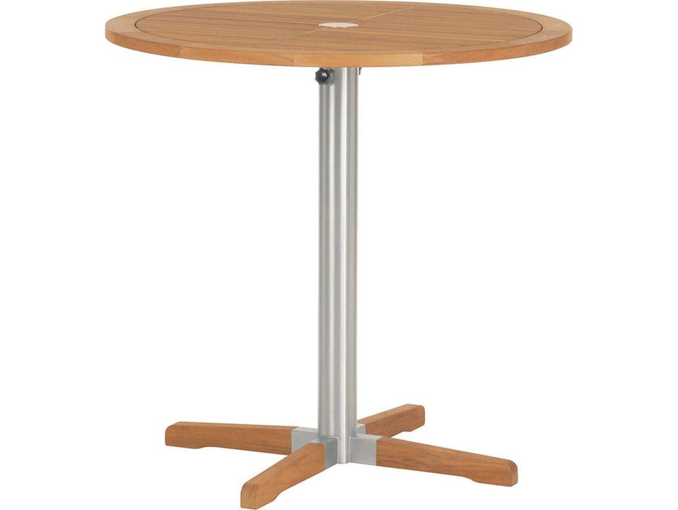 Equinox 40-Inch Round Bar Bistro Table Stainless Steel Teak
