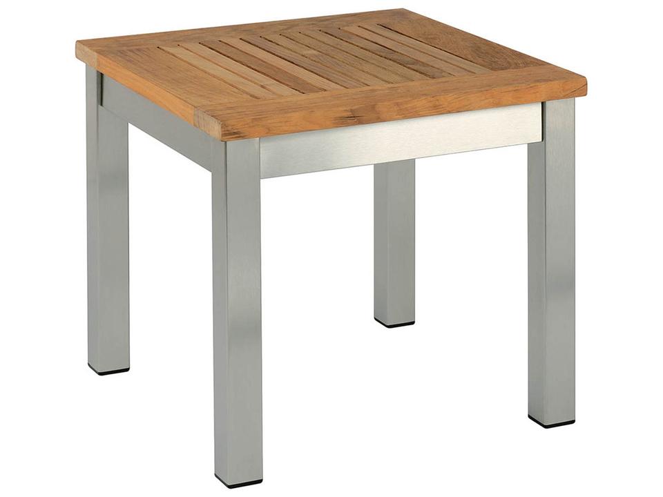 Equinox 17-Inch Square Side Table with Teak Top