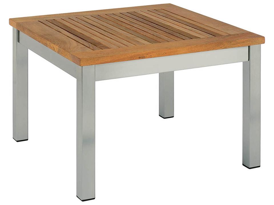 Equinox 23-Inch Square Side Table with Teak Top
