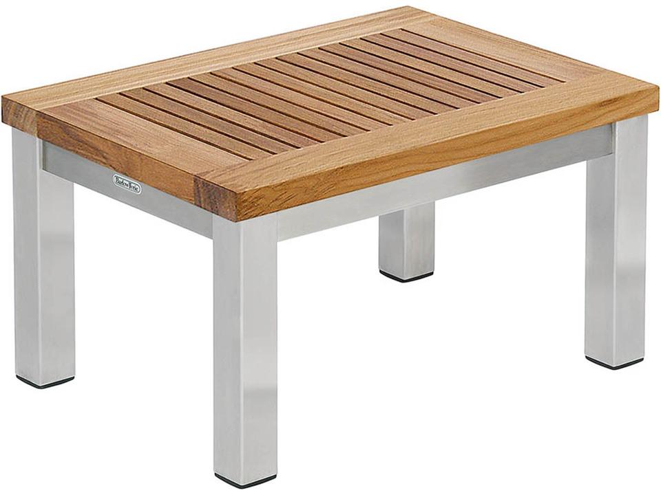 Equinox Lounger Table with Stainless Steel Frame and Teak Top