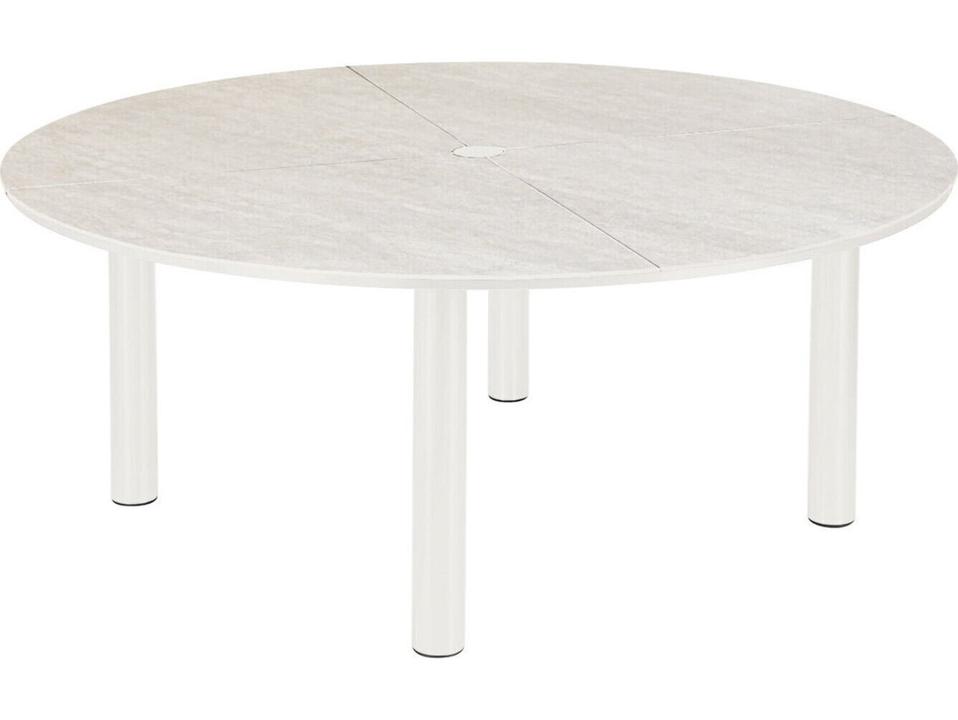 Equinox 71-Inch Round Dining Table with Frost Ceramic Top in Arctic White