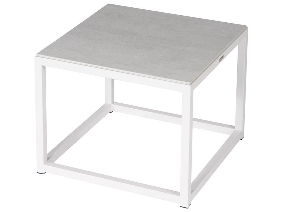 Equinox 20-Inch Square Stainless Steel Side Table with Frost Ceramic Top