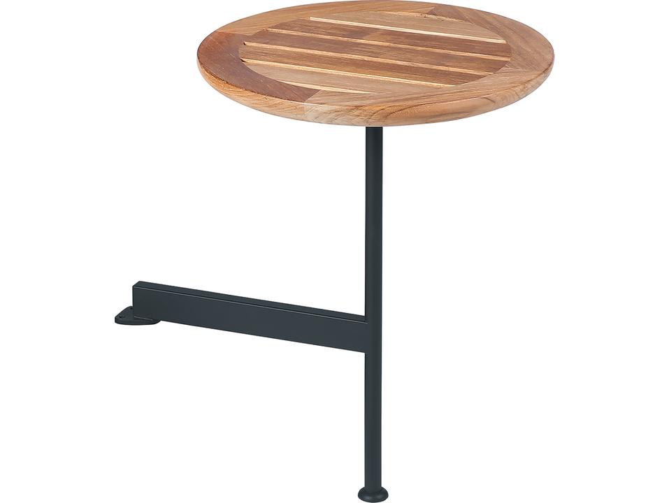 Layout 16-Inch Round Side Table Forge Grey with Natural Teak