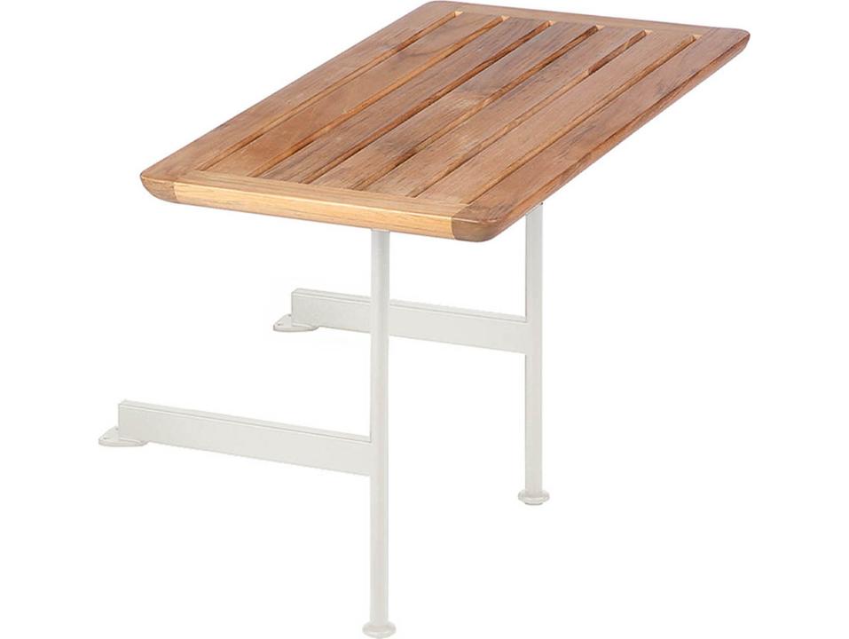 Layout Side Table with Teak Top and Arctic White Stainless Steel Frame