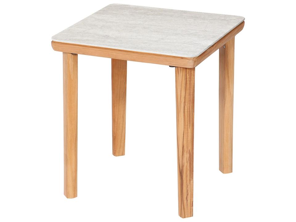 Monterey Side Table with Teak Frame and Frost Ceramic Top