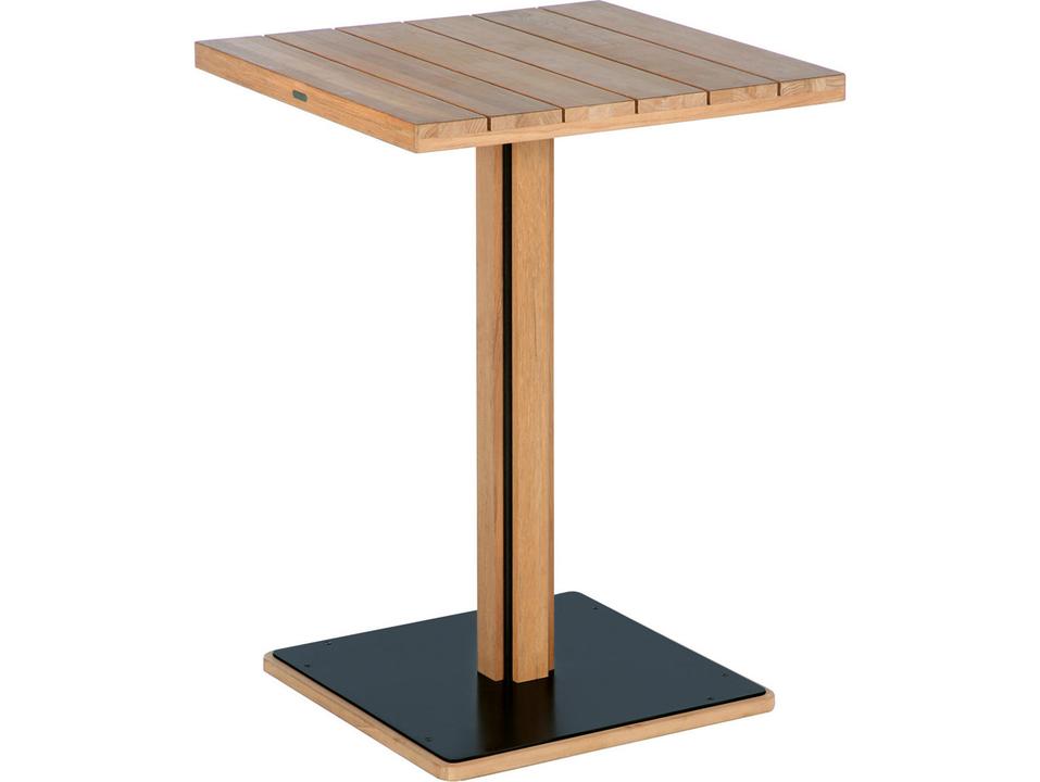 Titan Square Bar Table in Black Powder-Coated Aluminum and Rustic Teak