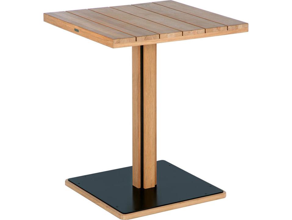 Titan 30-Inch Square Counter Height Dining Table in Rustic Teak and Black Aluminum
