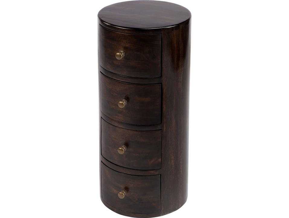 Liam Round End Table with Storage in Dark Brown Mango Wood