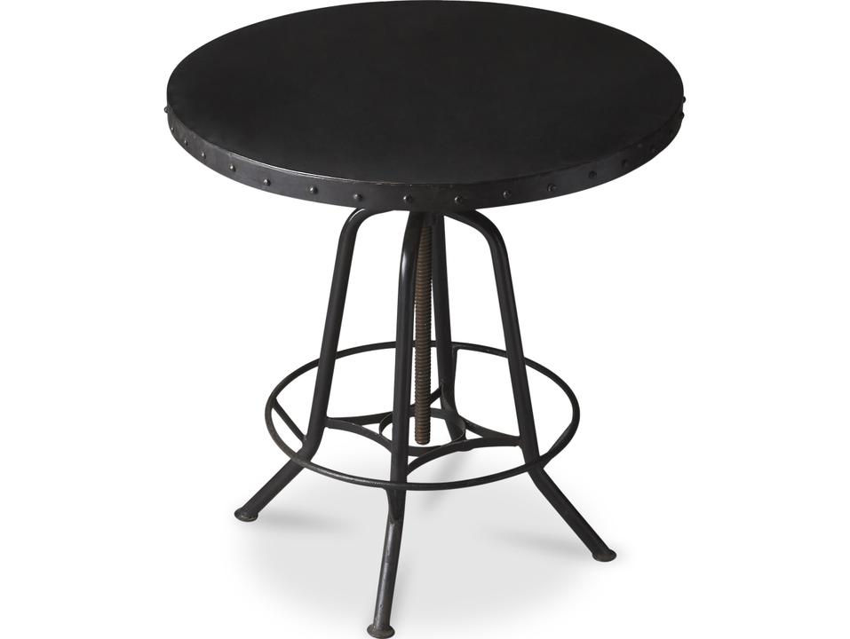 Metalworks Adjustable Height Round Pub Table in Distressed Black
