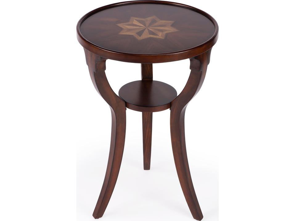 Specialty Dalton Round Accent End Table in Plantation Cherry