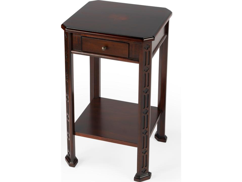 Specialty Moyer Rectangular End Table in Plantation Cherry Finish with Drawer