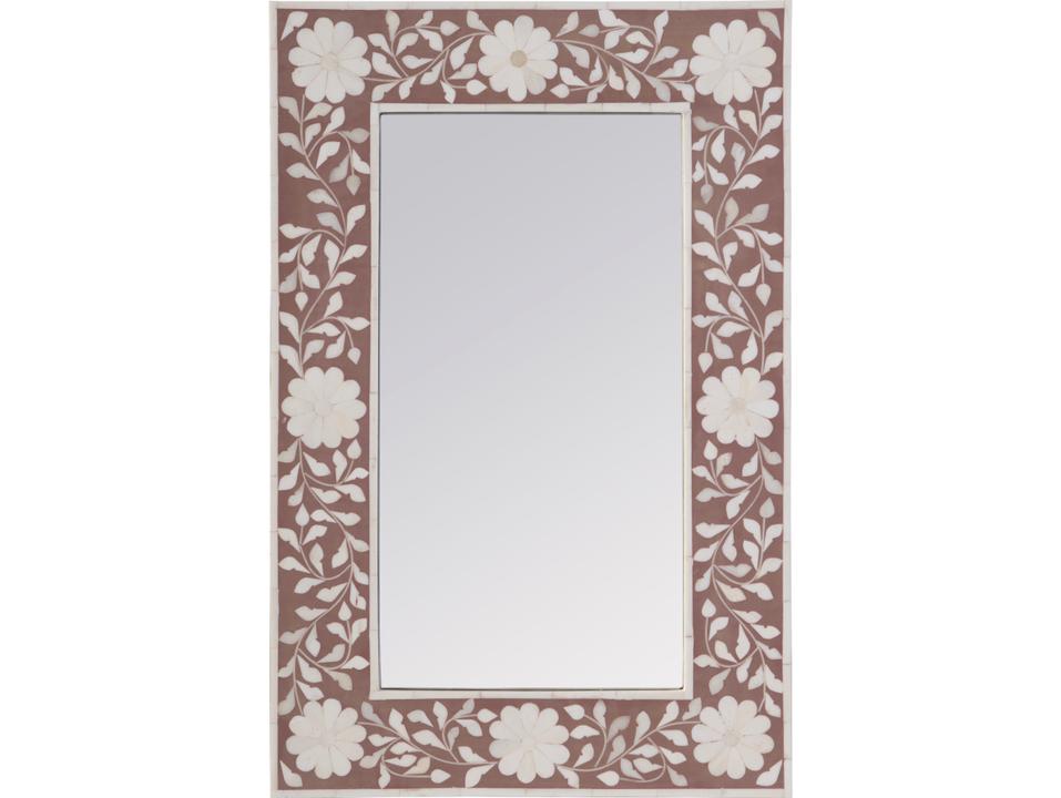 Specialty Company Vivienne Rectangular Bone Inlay Wall Mirror in Rose Pink and Beige