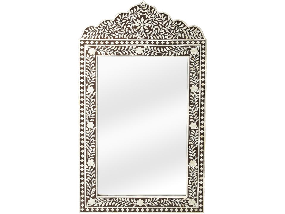 Specialty Vivienne Rectangle Wall Mirror Bone Inlay in Dark Brown