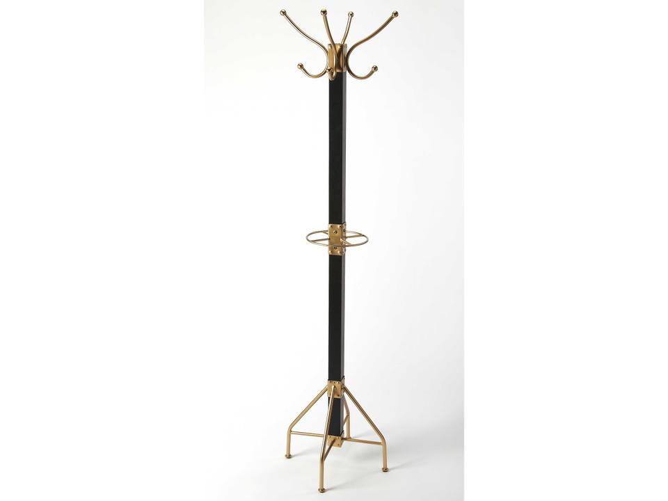 Logan Square Rubbed Black Coat Rack with Umbrella Holder