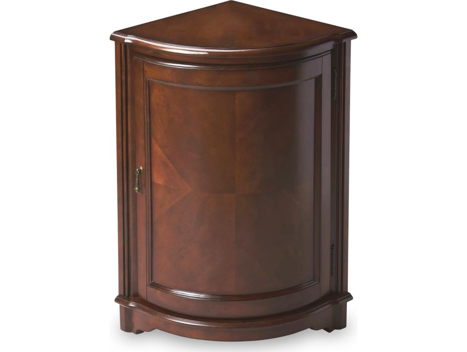 Durham Corner Cabinet in Plantation Cherry Finish with Antique Brass Hardware
