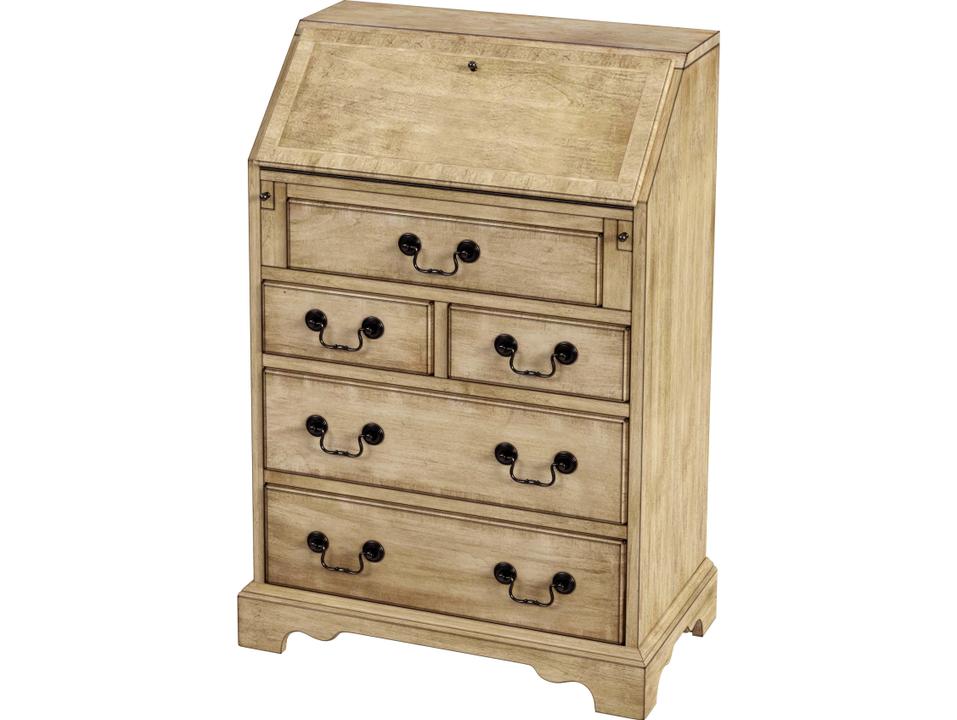 Danforth 5-Drawer Secretary Desk with Drop Front in Antique Beige