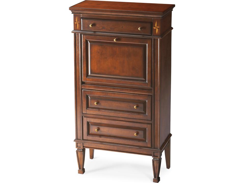 Wordsworth Secretary Desk with Cherry Maple Walnut Veneers in Medium Brown