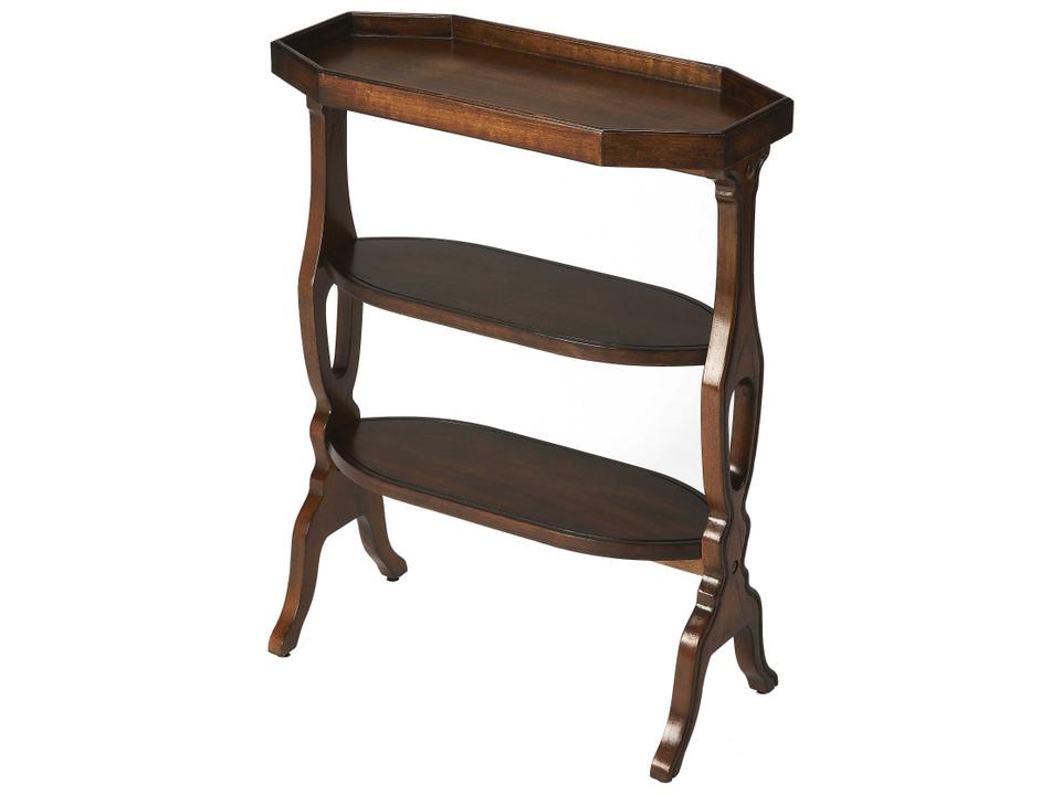Hadley Octagonal 3-Tier Side Table in Dark Cherry