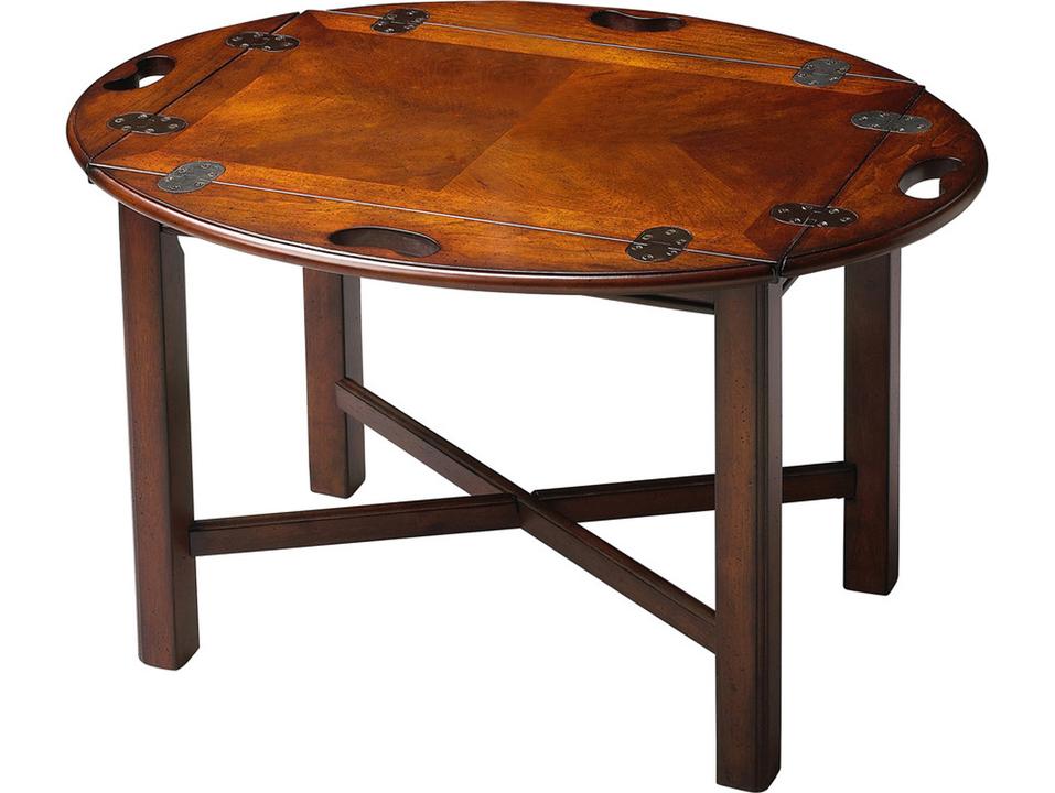 Carlisle Oval Wood  Coffee Table in Dark Brown Cherry