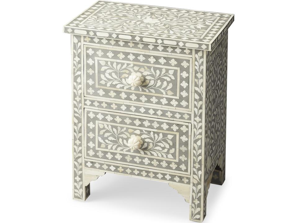 Specialty Company Vivienne 2-Drawer Bone Inlay Accent Chest in Grey