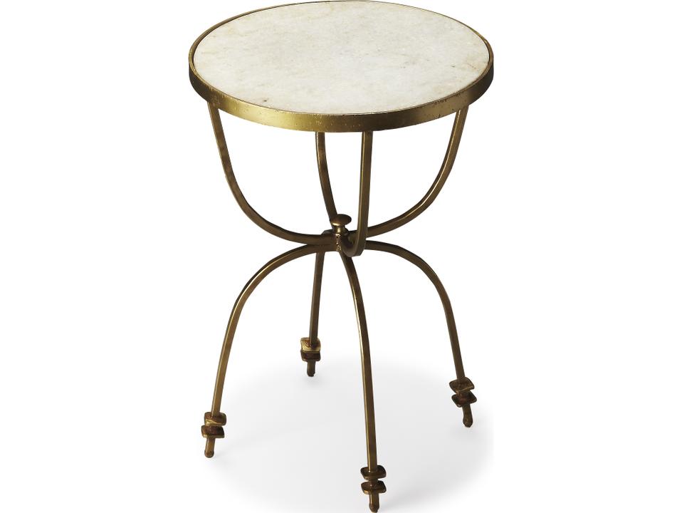 Hager Metalworks Round Accent Table with Marble Top in Iron Finish