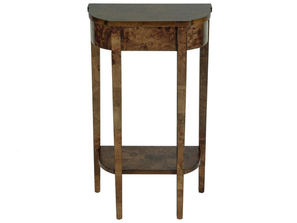 Wendell 17.5"W Demilune Wood Console Table with Shelf Brown