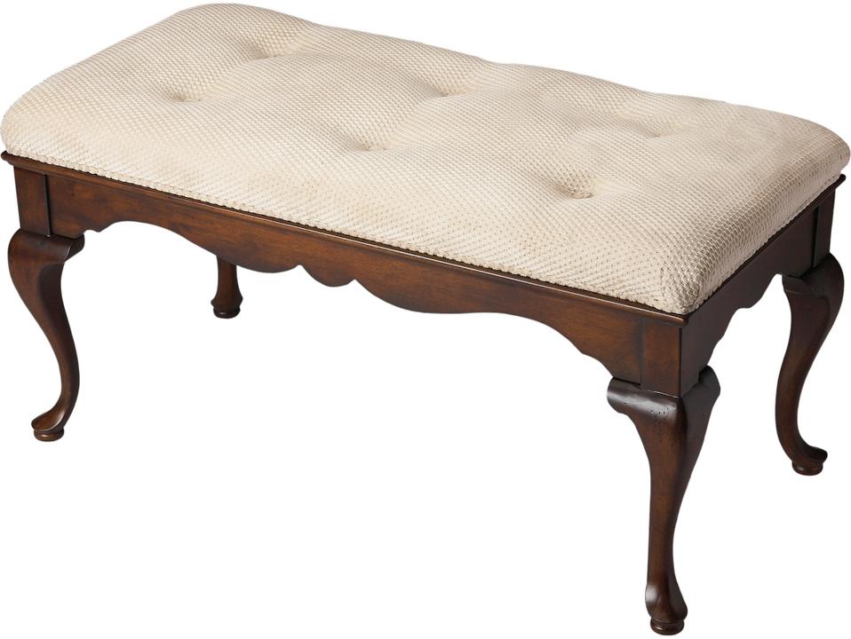 Grace Plantation Cherry Button-Tufted Upholstered Bench