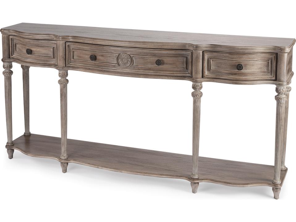 Specialty Company Peyton Traditional Console Table with 3 Drawers in Driftwood