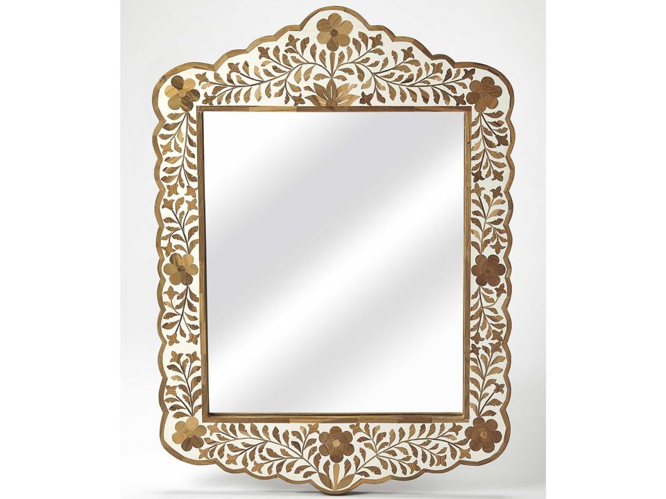 Specialty Company Vivienne Bone Inlay Wall Mirror in Light Brown