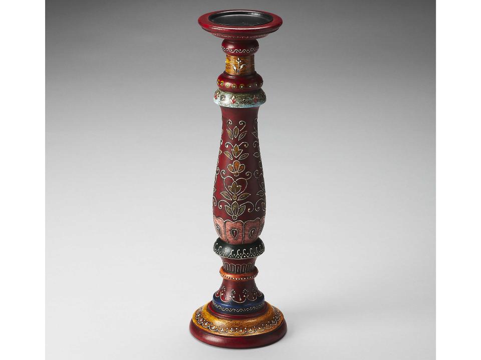Meadow 18-Inch Hand Painted Candle Holder in Multicolor Wood and Resin