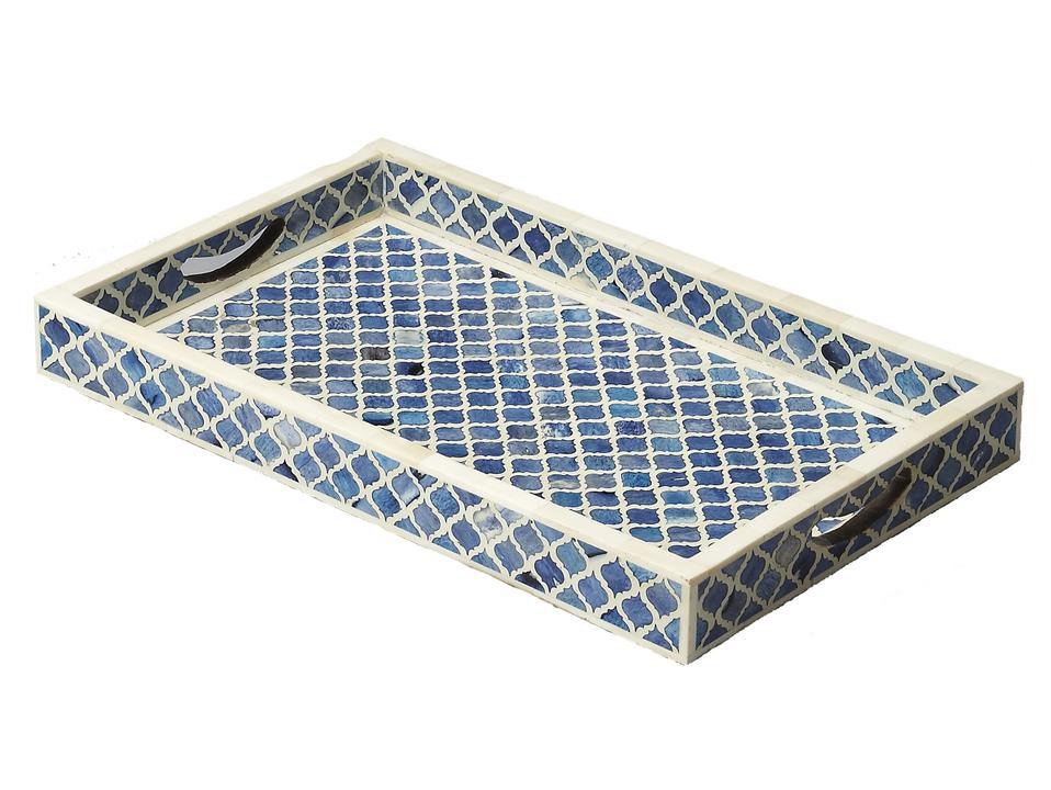 Specialty Meknes Bone Inlay Serving Tray Geometric Pattern