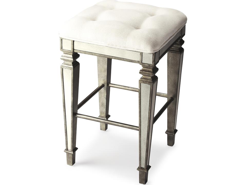 Celeste Mirror Upholstered Poplar Wood Bar Stool