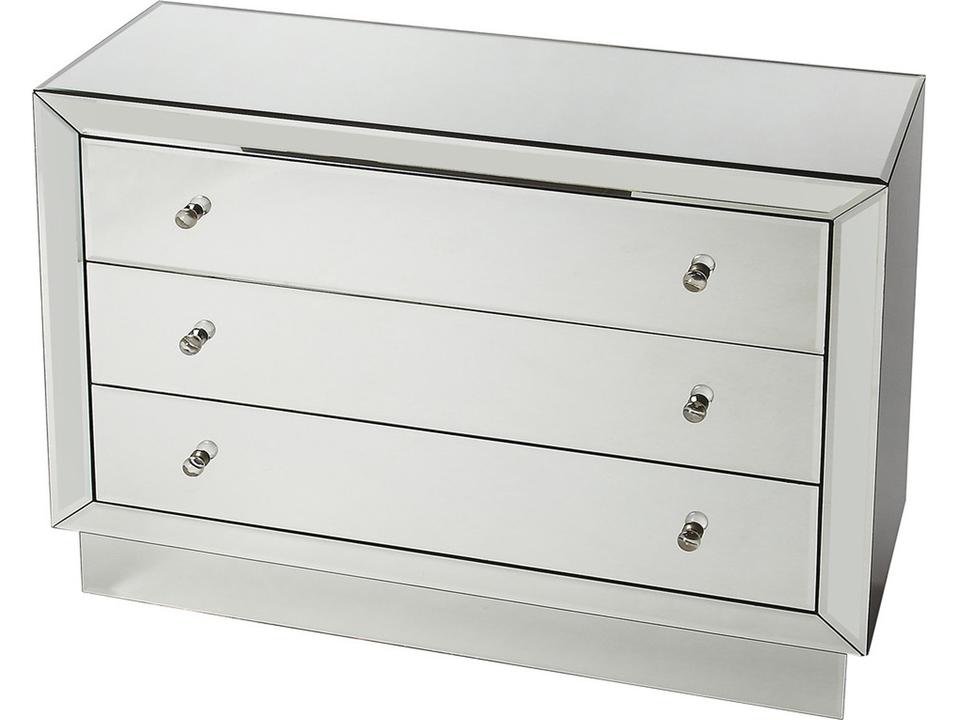 Specialty Emma Mirrored 3-Drawer Accent Chest in Clear