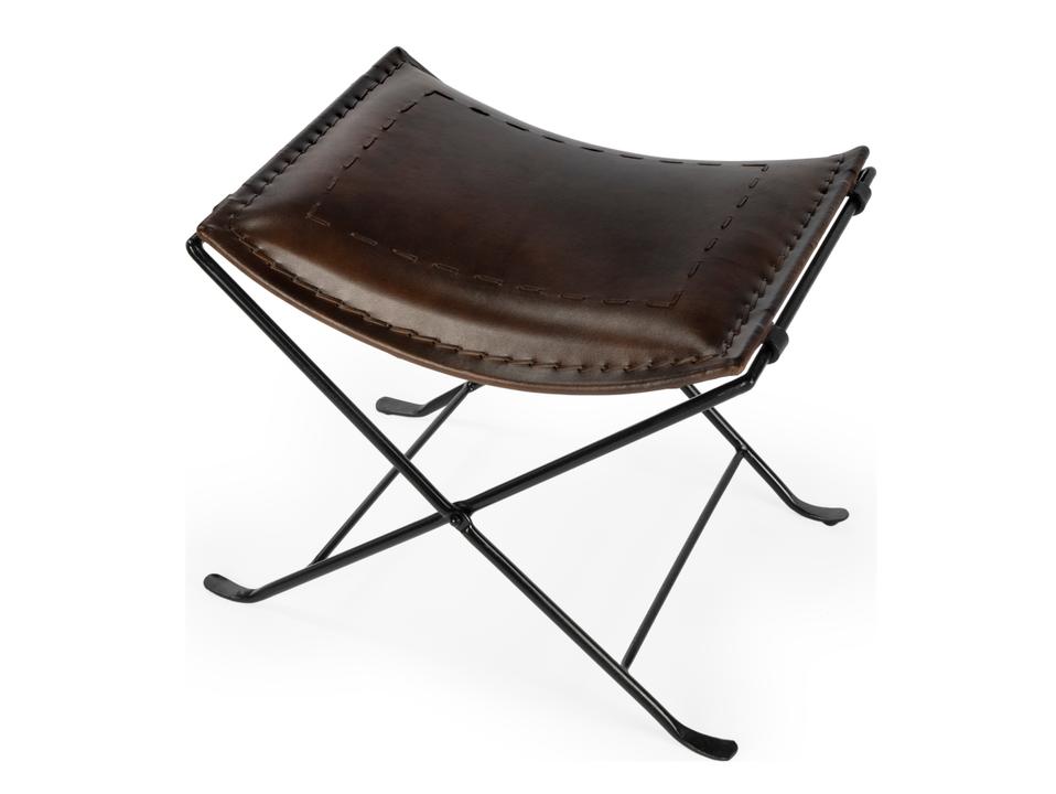 Melton Chocolate Brown Leather Accent Stool