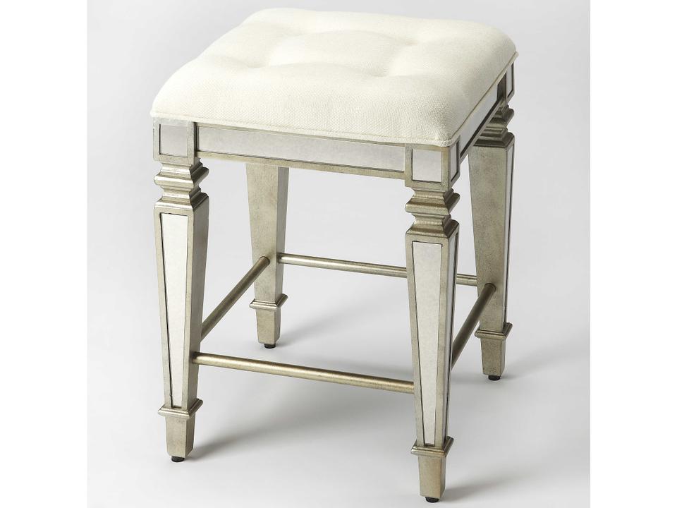 Celeste Mirror Upholstered Poplar Wood Counter Stool