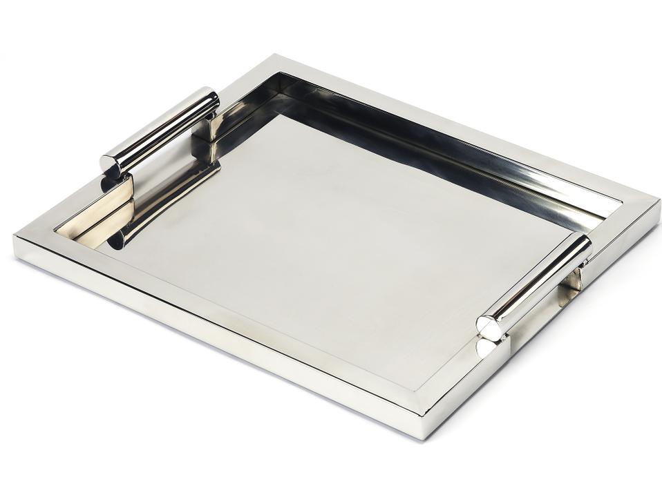 Morante Stainless Steel Rectangular Serving Tray in Silver