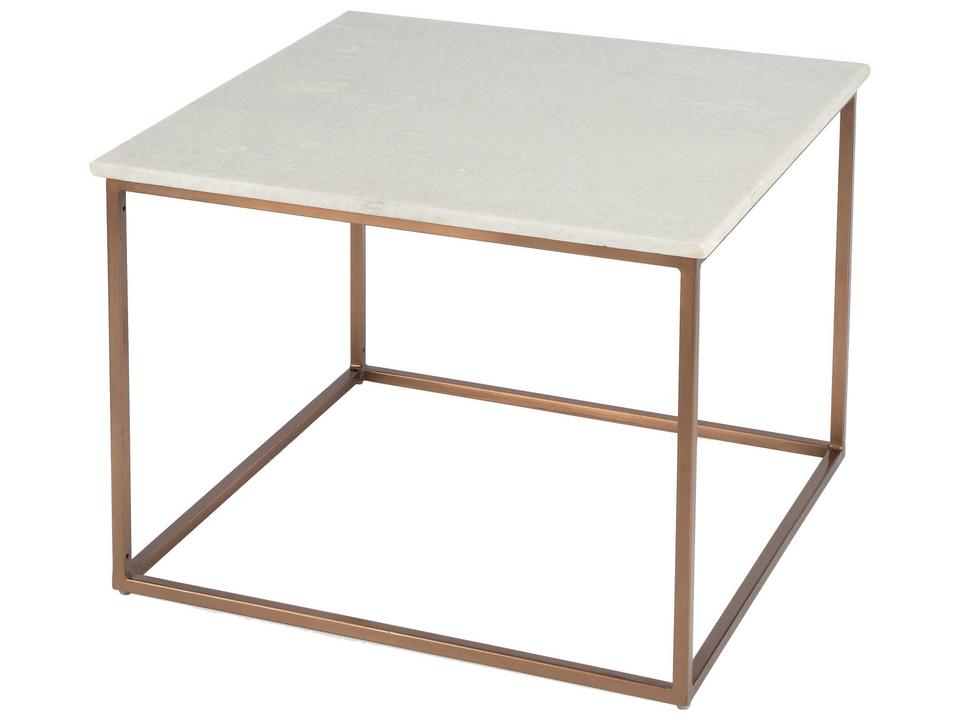 Specialty Holland Square Coffee Table White Marble and Copper Iron